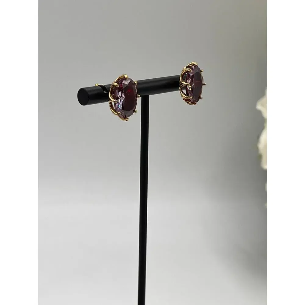 Kate Spade Berry Red Purple Cubic Zirconia‎ Oval Post Earrings